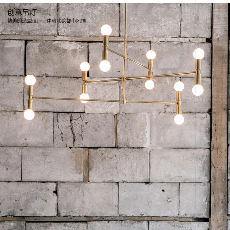 Современная линия бронзовое Золотое кулон с вращающимся элементом светильник