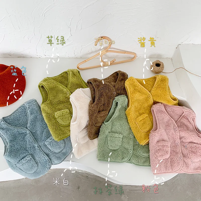 Зимний детский жилет детская одежда однотонный флисовый пальто без рукавов