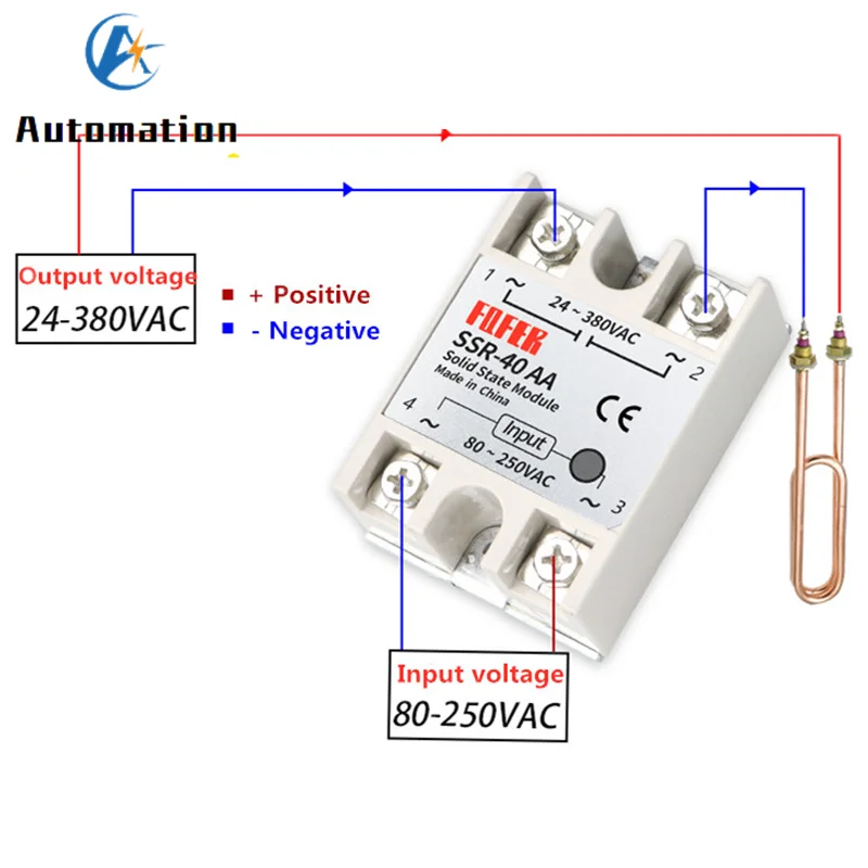1 шт. 10A 25A 40A 60A AC Однофазное твердотельное реле постоянного тока SSR 10AA 25AA 40AA 60AA 80 250VAC