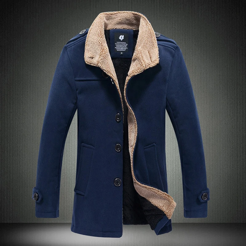 

LOVZON Winter Wool Coat Men Casual Basic Jackets Windbreaker Plus Size Winter Mens Coats And Jackets