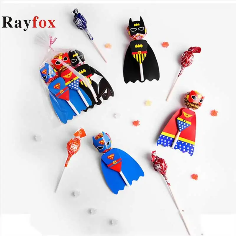 30 шт. украшения в виде Супермена Бэтмена конфет леденца карты для мальчиков