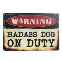warning badass dog on dutg metal tin sign bar home wall decor wall plaque decoration