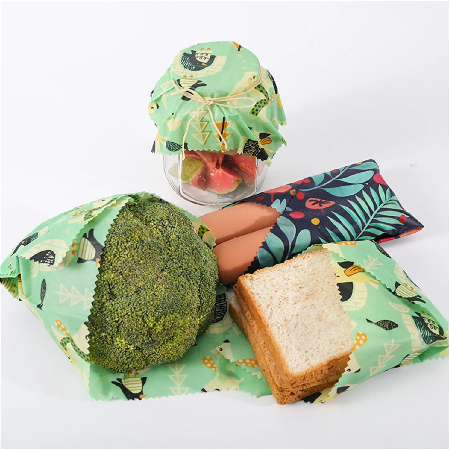 

3pcs/set Eco Friendly Reusable Beeswax Wrap Washable Cloth Cheese Food Sandwich Wrappers Vegetables Fresh Keeping Wrap Lid Cover