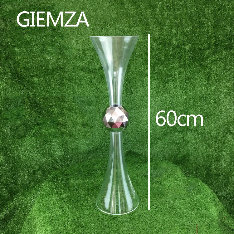 SILVER 60CM GIEMZA ваза-Горн высотой 60 см 50 см Прозрачные Акриловые реквизиты 1 шт. 2ft свадебный цветок Декор домашний садовый горшок в виде центральных пол - Цвет: SILVER 60CM