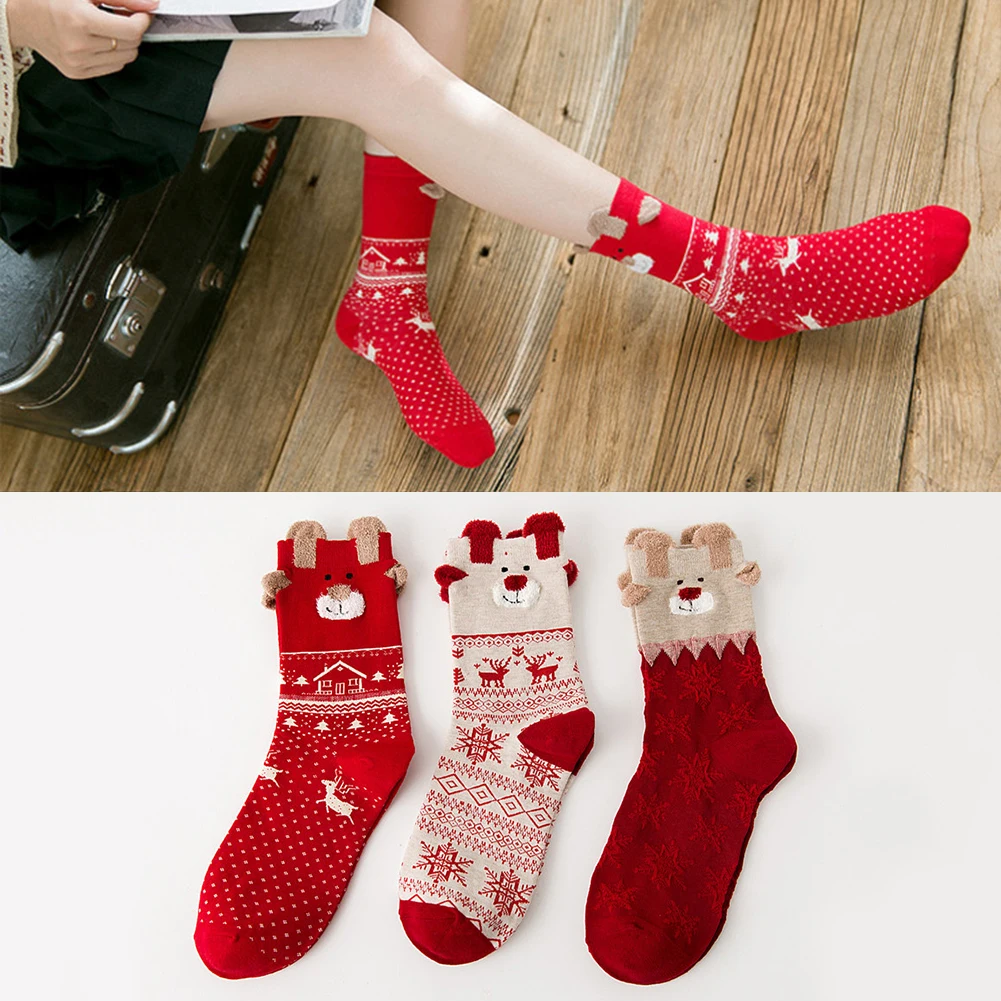 1 Pair Winter Women Socks Christmas Reindeer Santa Claus Snowman Warm Men Mid-calf Meias free shipping | Женская одежда