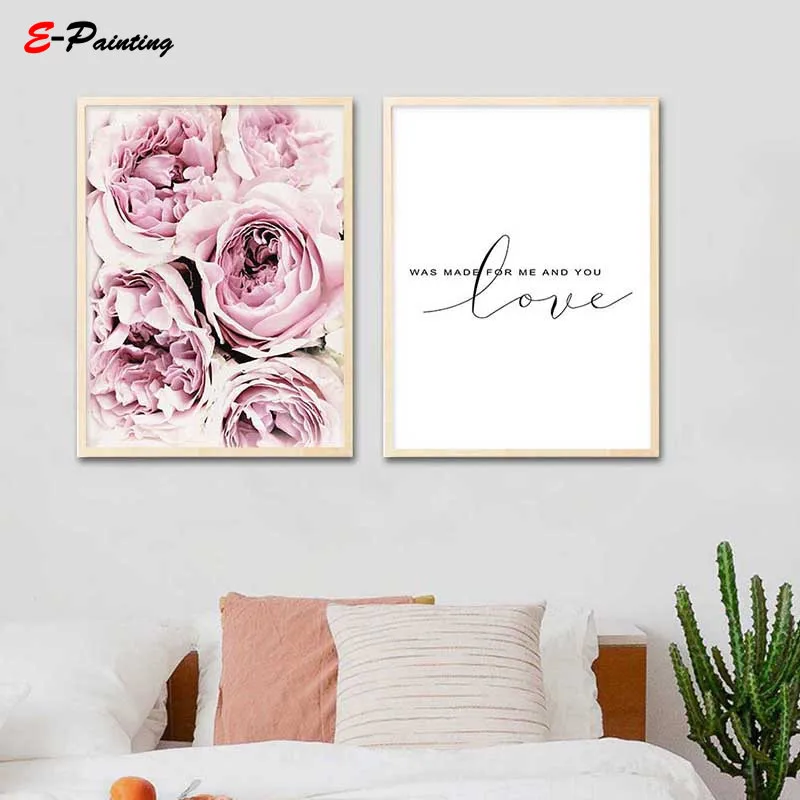 Modern Wall Art Scandinavian Style Pink Flower Painting Canvas Posters Nordic Prints Decorative Picture Home Decor | Дом и сад