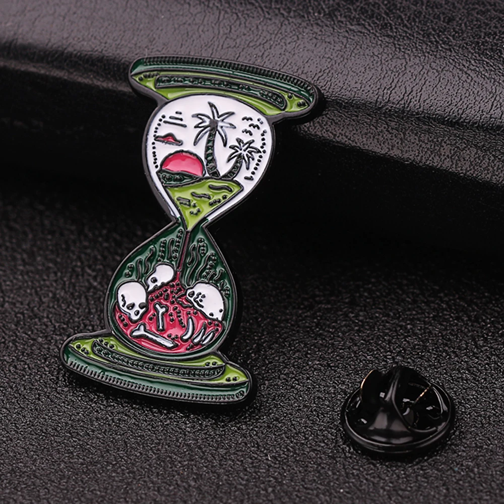 Punk Style Skeleton Love Heart Enamel Pins Self-deprecating Dark Punk Brooches Ocean Wave Whale Human Heart Lapel Pins Badges