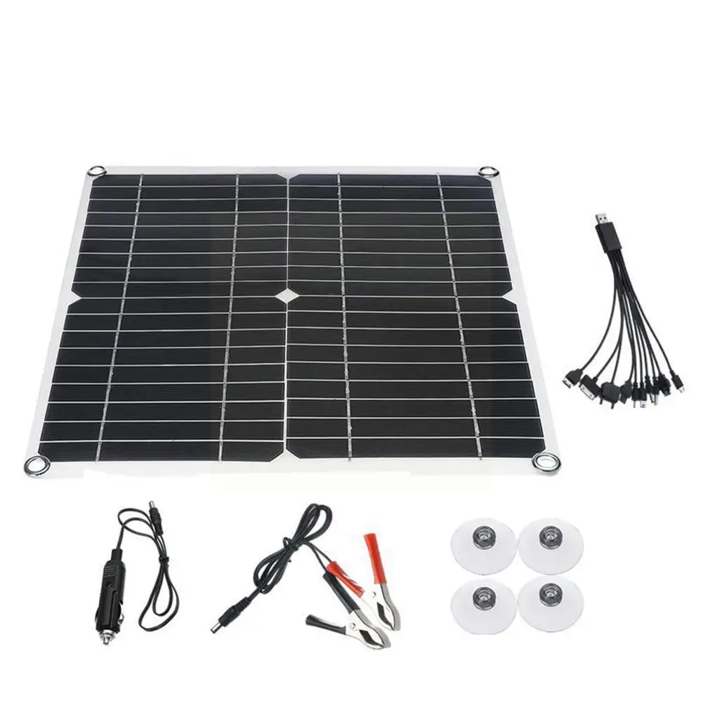 

Monocrystaline Solar Panel & Controller Kit 20W 18V Auto For RV Charge Car For 5V Devices Phones Boat Accessories Batteries H5I2