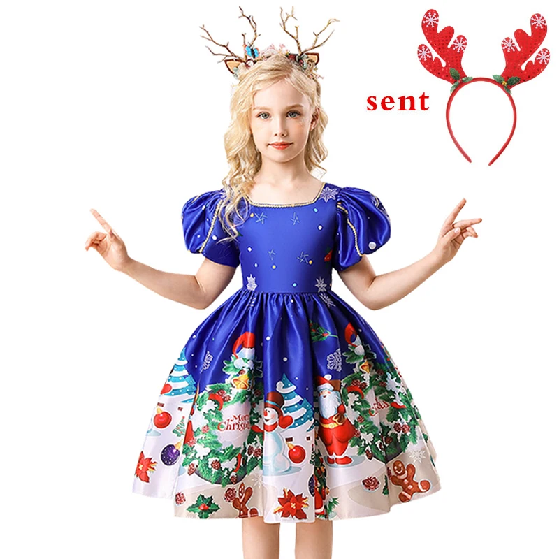 Новогоднее рождественское длинное платье принцессы для девочек вечерние платья