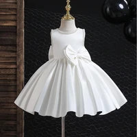 2022 baby girls bow wedding princess dress infant 1st birthday evening dress of girls kids pearl ball gown 1 12y child clothes