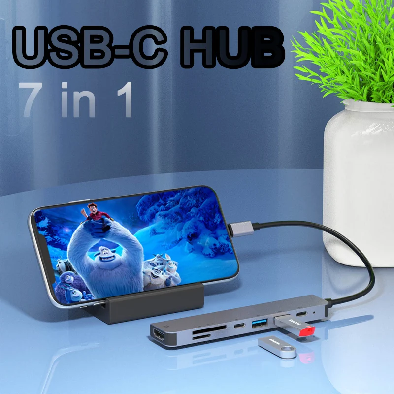 USB-концентратор 7 в 1 6/5/4/2 для MacBook Pro/Air/Huawei 2K/4K | Компьютеры и офис
