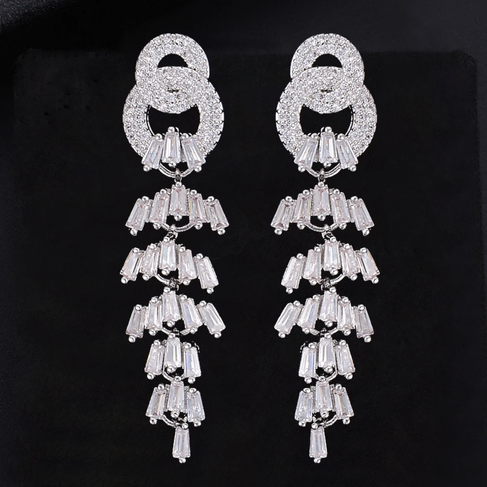 

Роскошные модные круглые серьги-подвески Kellybola из искусственного циркония с кисточками длинные серьги для женщин Свадебные ювелирные изде...