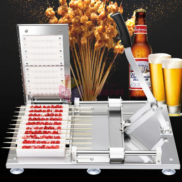 Manual Satay Skewer Machine BBQ Stainless Steel Mutton Kebab Lamb Tools Doner Meat Wear String | Дом и сад