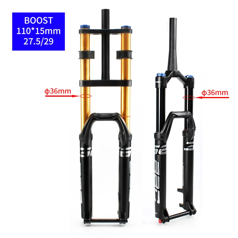 

Вилка для пневматической подвески 27,5 29ER для горного велосипеда, с одинарной/двойной коронкой, усиление оси 110*15 мм, отскок, регулируемая прямая/коническая трубка