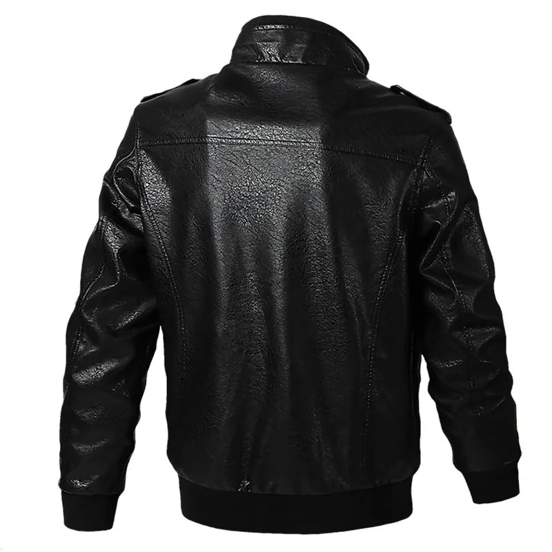 

KIOVNO Fashion Men Pu Leather Jackets and Coats Fleece Lined Warm Bomber Jackets Outwear For Male Size M-6XL Windbreak
