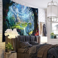 3d castle print wall tapestry tapestries wall hanging flower psychedelic tapestry wall hanging decor living room deco
