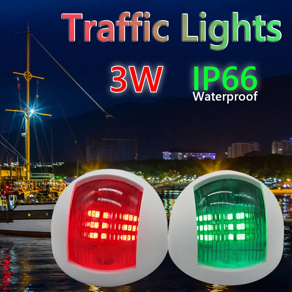 

One Pair Red Green LED Hemispheric Marine Navigation Light 12V 24V for Pontoon, Skeeter, Power Boat and Skiff
