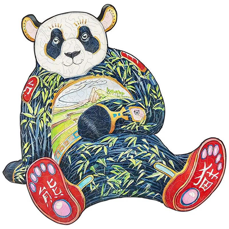 

Строительный блок головоломка Монтессори игра для декомпрессии панда сидя 100 200 300 штук красочная Строительная головоломка