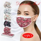Маска для лица для взрослых 10 шт., красивые элегантные Одноразовые Дышащие 3-слойные маски с цветочным принтом