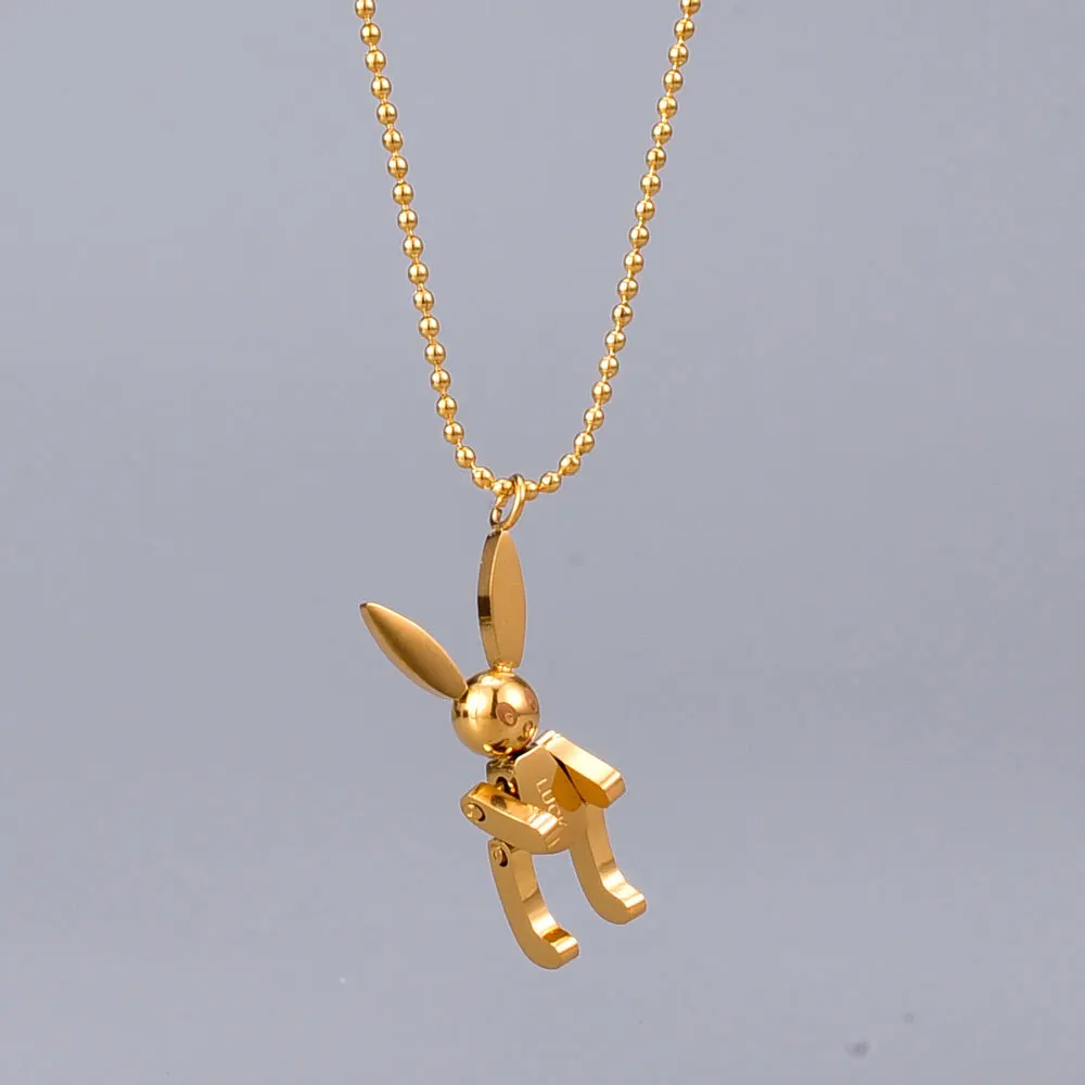 

Classical 18K Yellow Gold Rabbit Shaped Pendant Necklace for Women Fashion Ins Necklaces Clavicle Chain Fine Gold Jewelry Gifts