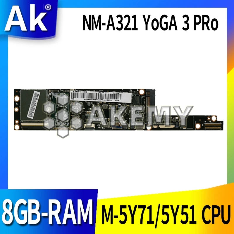 Online NM-A321 Laptop Motherboard For Lenovo YOGA 3-Pro 1370 Original Mainboard 8GB-RAM M-5Y71/5Y51 CPU