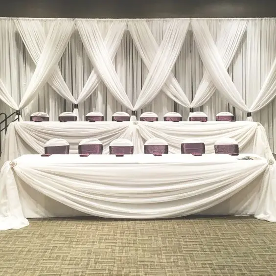 

2022 new style 10ftx20ft Pure White Wedding Backdrop with luxury swags Wedding Stage Decor