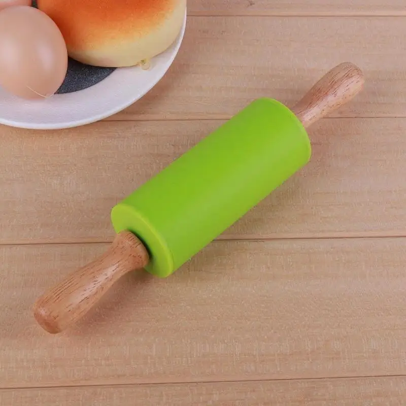 Антипригарный роликовый штифт для детской кухни силиконовый валик с деревянной