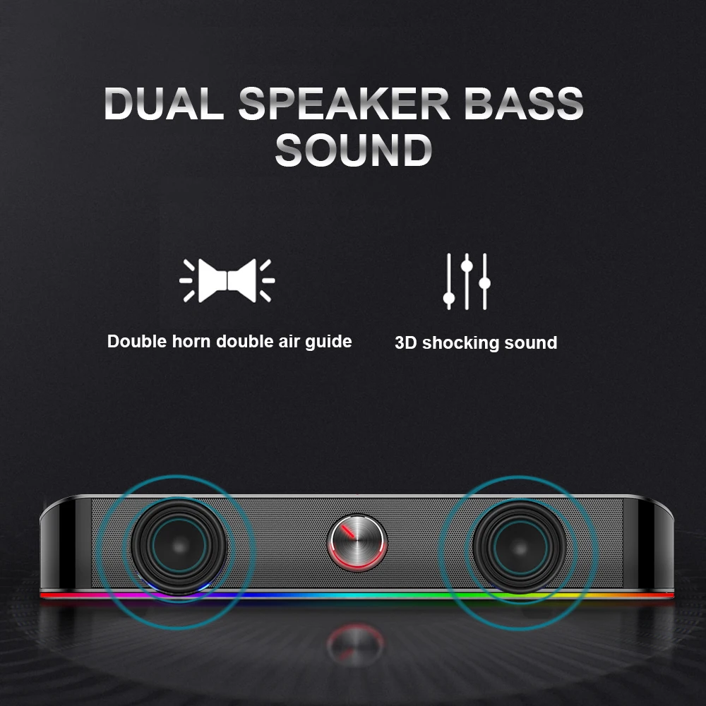 REDRAGON GS560 Adiemus aux 3.5mm stereo surround music smart RGB speakers column sound bar for computer PC notebook loudspeakers 3