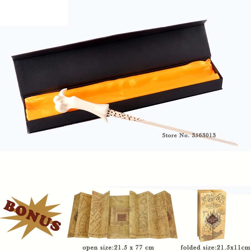 

Magic Wands Cosplay Potte Dumbleduo the Elder Magic Wand Voldmort Snape Metal/Iron Core Magic Wand with Marauder's Map as Gift