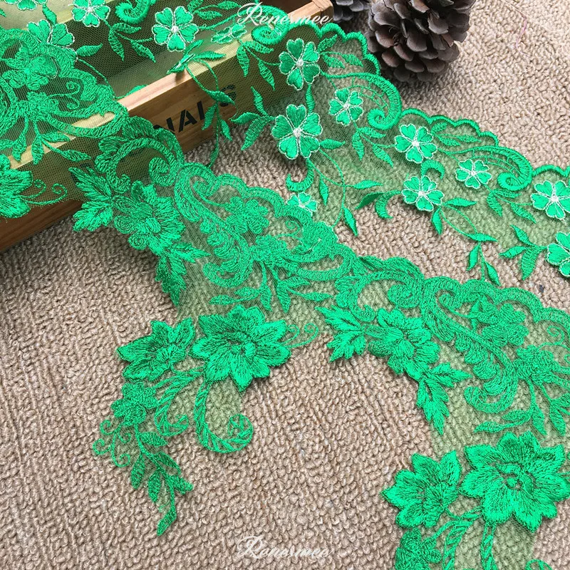 Изящная золотистая нить 1 м зеленого цвета модная вышивка кружевная ткань для