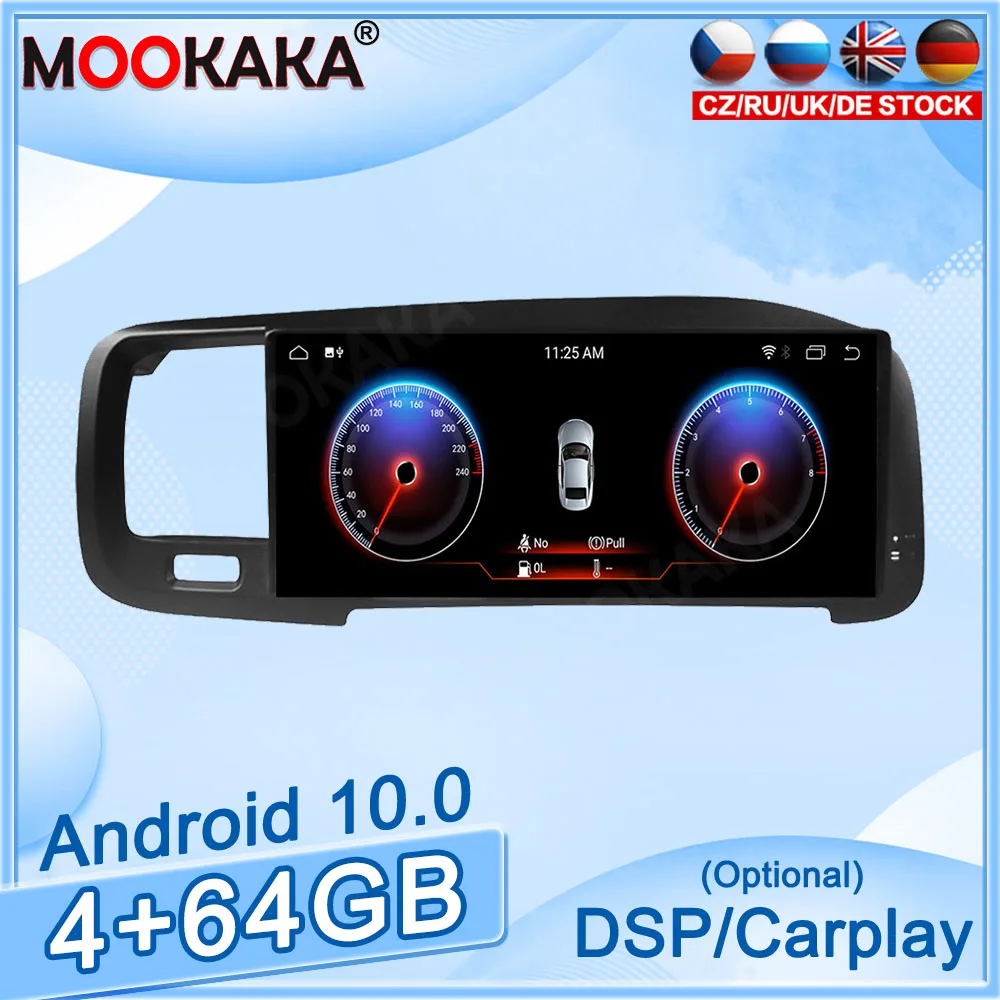 

4 + 64 ГБ Android 10 для Volvo S60 2011-2020 Автомобильный GPS-навигатор автомобильное радио стерео видео мультимедийный плеер Carplay головное устройство Tesla