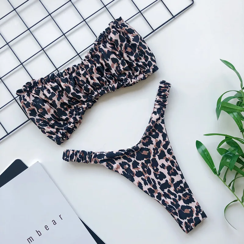 Сексуальные леопардовые бикини 2020 высокая талия женский купальник женские