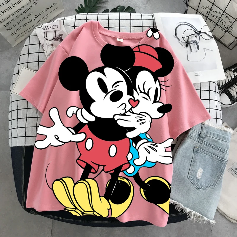 Женская футболка с коротким рукавом в стиле хип-хоп большого размера мультяшным