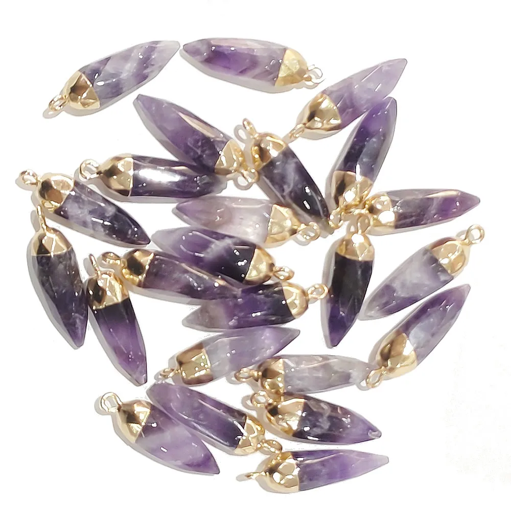 

5pcs/bag Natural Stone Agate Pendant 8x26mm Exquisitely Cut Bullet-shaped Pendant Handmade DIY Necklace Bracelet Accessories