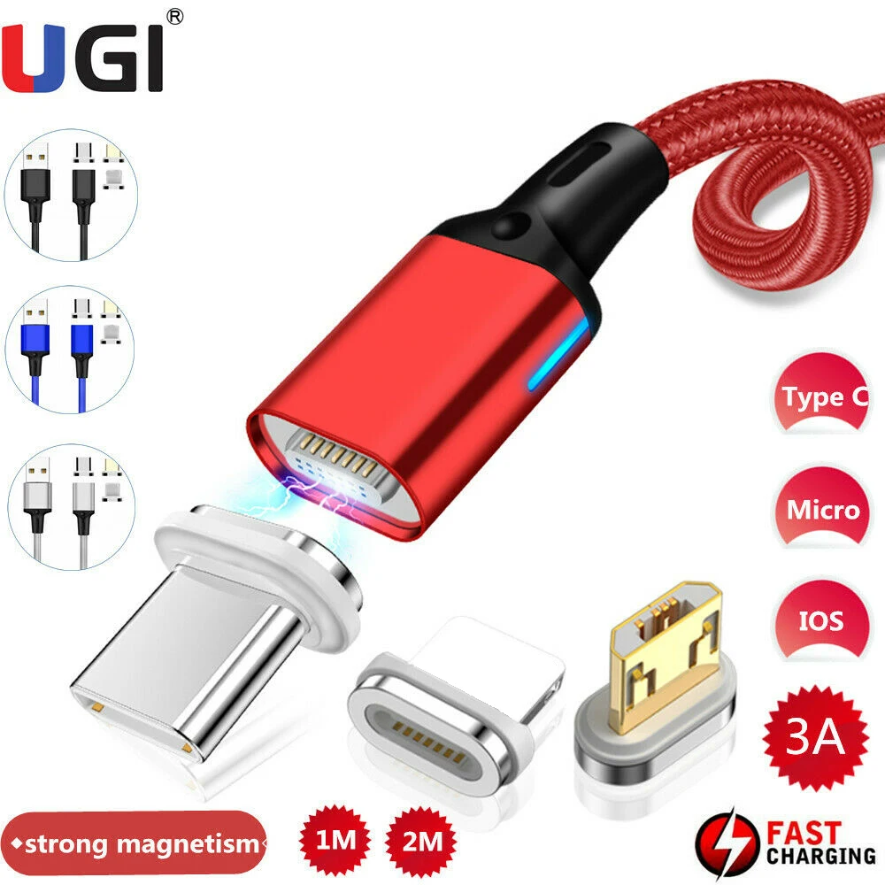 Новый Магнитный кабель UGI 3A Type C Micro USB для IOS быстрой зарядки и синхронизации