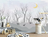 xue su customized large mural wallpaper nordic minimalist elk forest childrens room background wall wall covering