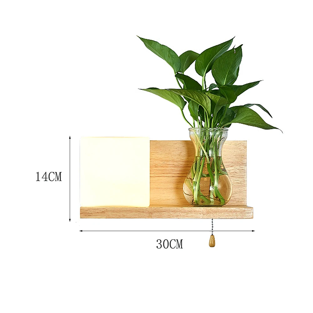 

Nordic Wooden Bedside Wall Lamp LED Creative Indoor Hydroponic Plant Bracket Corridor Balcony Stair Bedroom Light