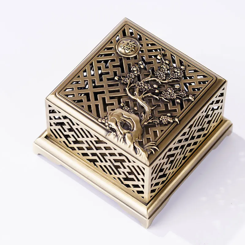 

Creative Metal Incense Burner Square Gold Small Classical Incense Burner Cute Modern Chinese Kadzielnica Porch Decoration EI50XL