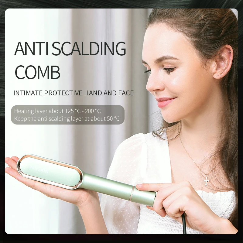 

KSKIN Dual-use Hair Straightener Curler Hair Straightening Brush Rotatable Temperature Button Upgrade Women Styling Comb Gifts