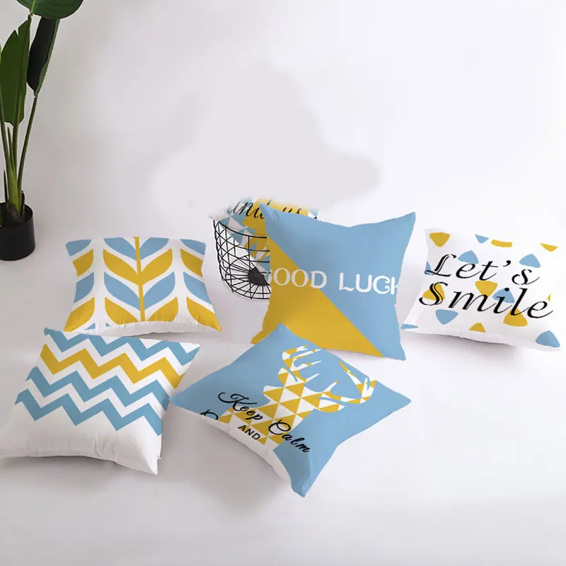 Yellow Series Square Pillowcase18 ''Geometric Marble Pillow Case Abstract Printed Pillowcases Cushions Christmas Home Supplies