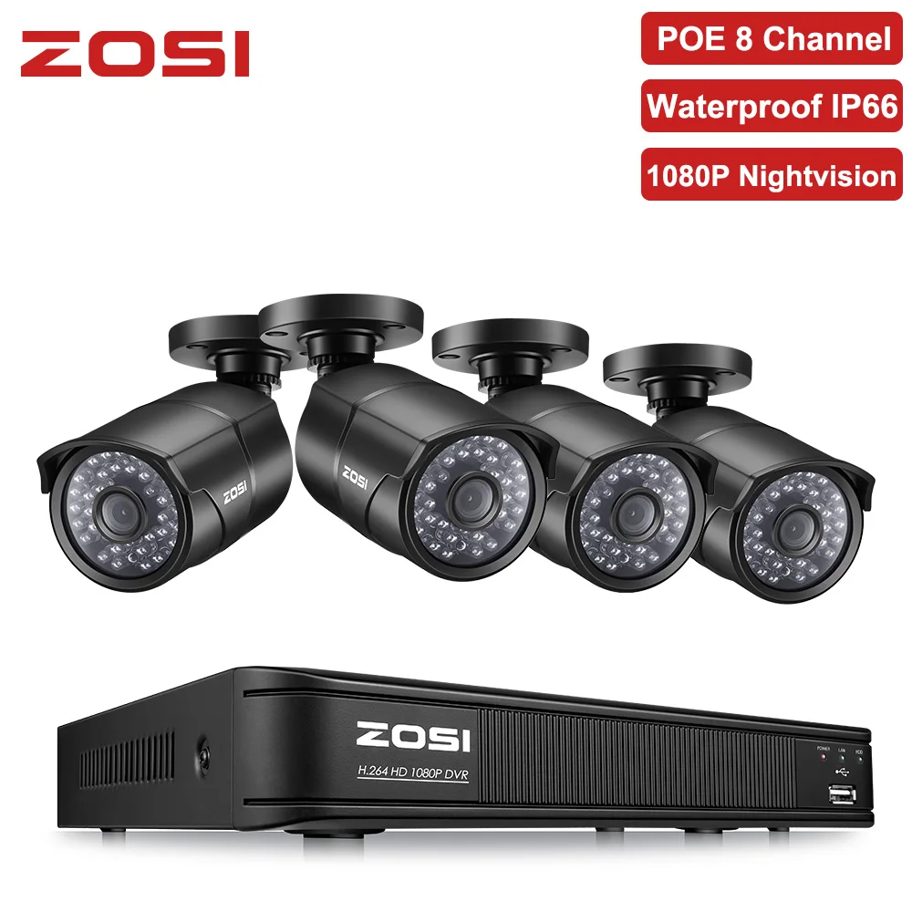 ZOSI 8CH NVR 1080P IP сеть POE Запись видео ИК наружная камера видеонаблюдения системы безопасности домашний комплект видеонаблюдения HDD
