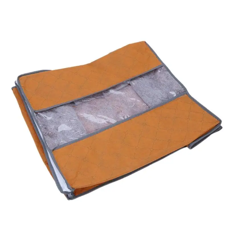

48x44x28.5cm Bamboo Charcoal Clothes Bedding Duvet Zipped Pillows Non Woven Storage Bag Organizer For Pillow Quilt Blanket