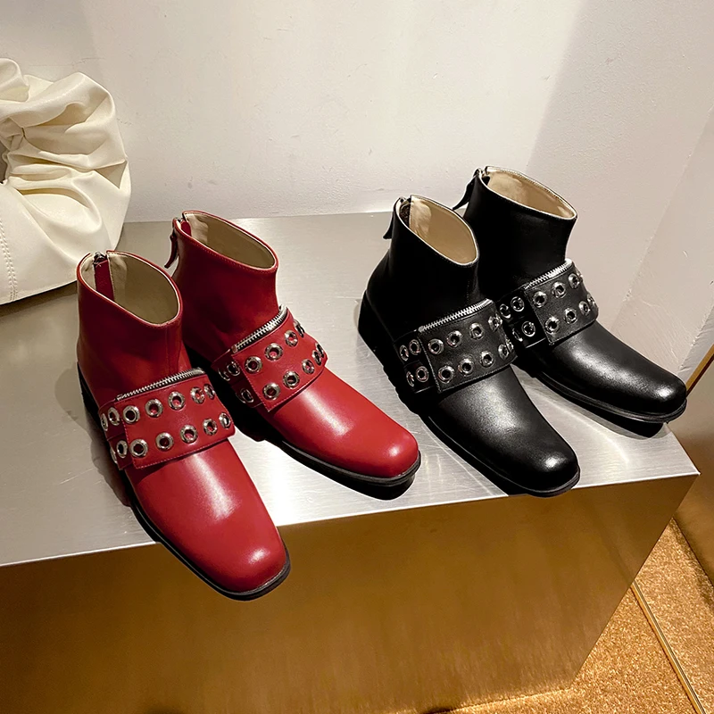 

Women Boots 2020 Genuine Leather Chelsea Boots Handmade Ankle Boots Brand Round Toe Chunky Ladies Shoes Plush Size
