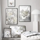 Настенная живопись с белыми цветами, розовыми пионами, лилиями, скандинавский минималистичный постер с растениями, домашнее украшение для интерьера