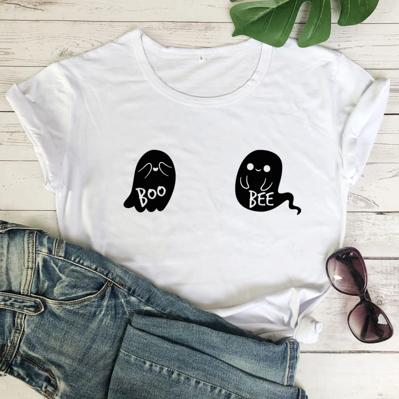Милая забавная футболка Boo Bee для Хэллоуина топы унисекс в эстетике Tumblr Винтажная
