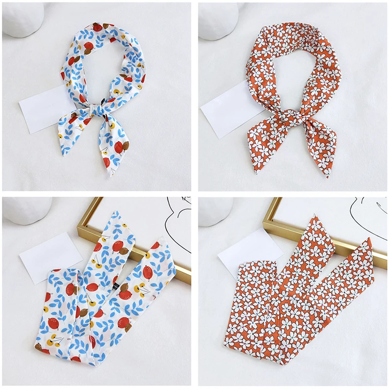 

2020 Square Silk Cotton Scarf Women Fashion Print Small Neck Scarfs Lady Hair Band Foulard Hand Kerchief Female Bandana Shawl
