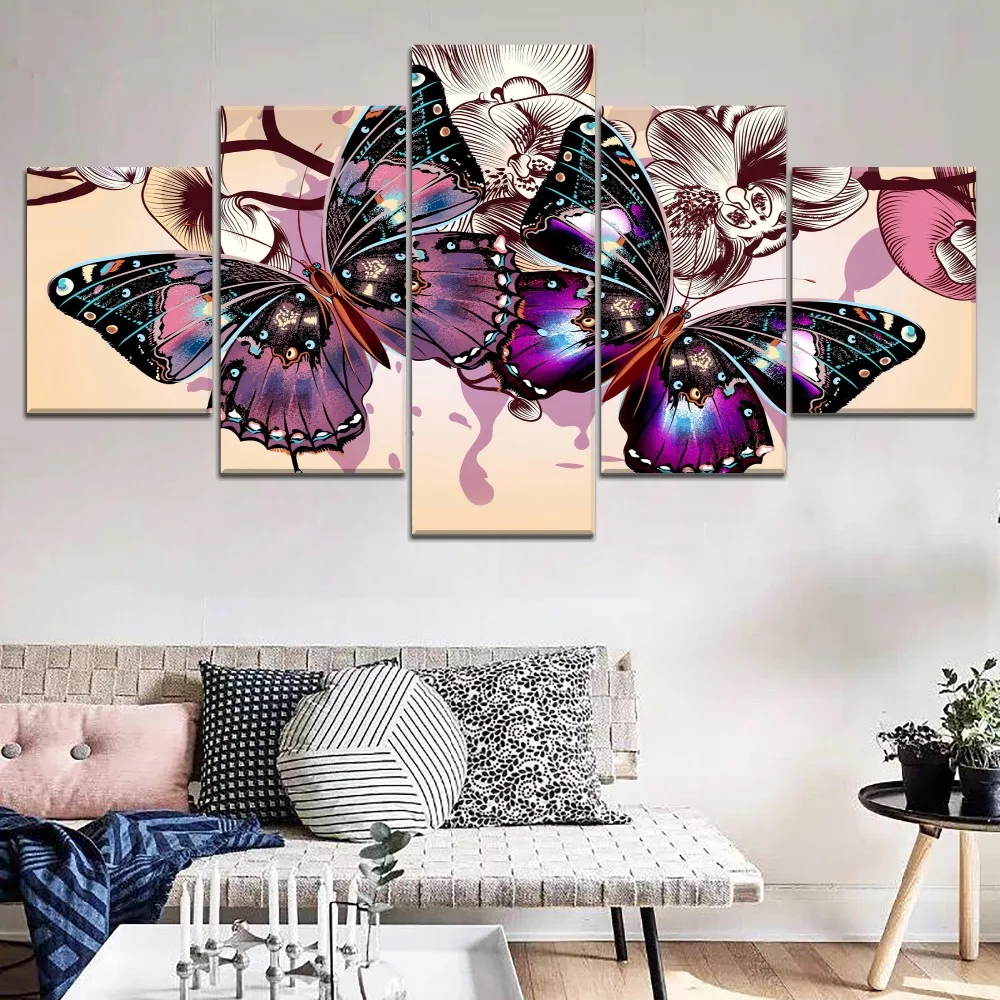 

5D Embroidery Diamond Picture Animal Home Decor 5 Pcs Painting Colorful Butterfly Full Round Drill Cross Stitch Wall Art Gift