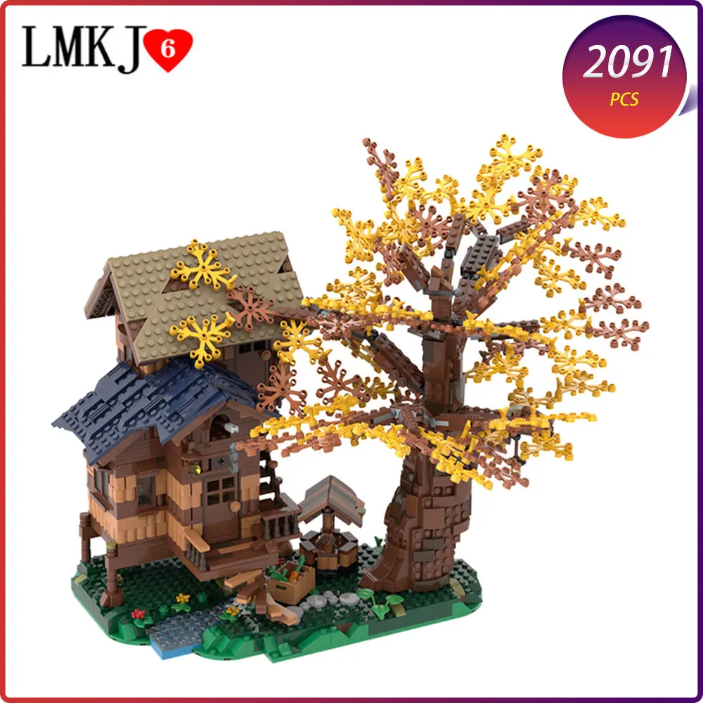 

2091pcs Hut House Tree Model Diy Building Blocks Pastoral Architecture Series Moc Bricks Kids Educational Toys Idea Gifts