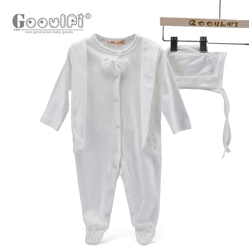 Gooulfi Baby Boy Romper 3-6 Months Cotton Christening Sets Long Sleeve With Hat Gentelman Formal New Born Fall Jumpsuit Footie |