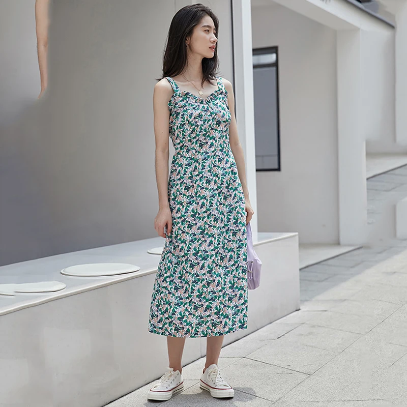 

Принтом в стиле ретро женское Полосатое повседневное пляжное платье длины макси на тонких бретелях шикарный рюшами V образным вырезом летн...